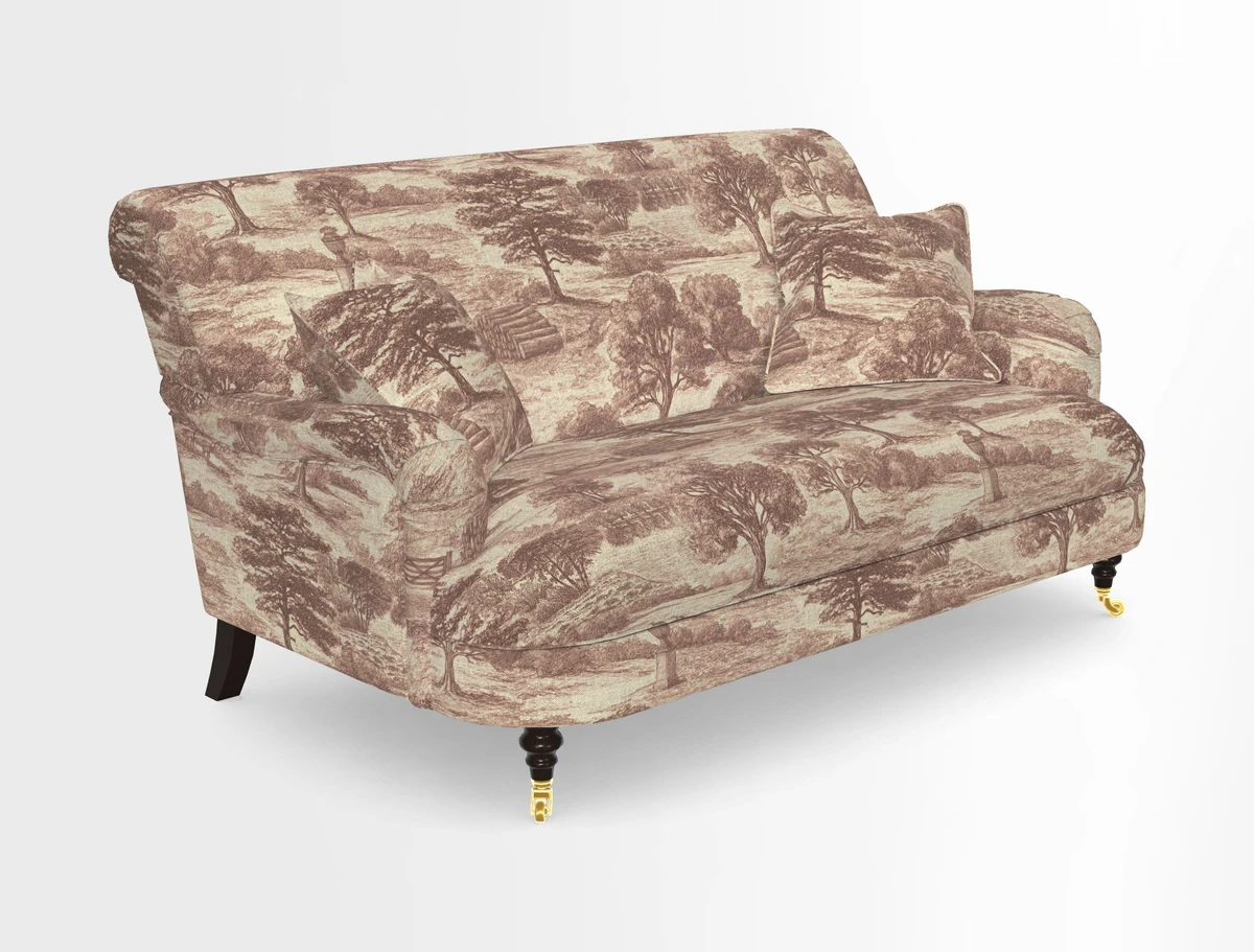 Holmfirth 3 Seater Seater Sofa in RHS Collection on Velvet Pieter van Kouwenhoorn Tulips with scatters in Almost Plain Velvet Maple and Brick
