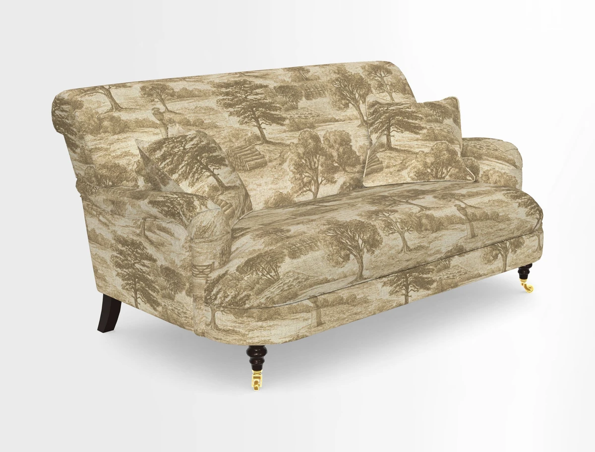 Holmfirth 3 Seater Seater Sofa in RHS Collection on Velvet Pieter van Kouwenhoorn Tulips with scatters in Almost Plain Velvet Maple and Brick