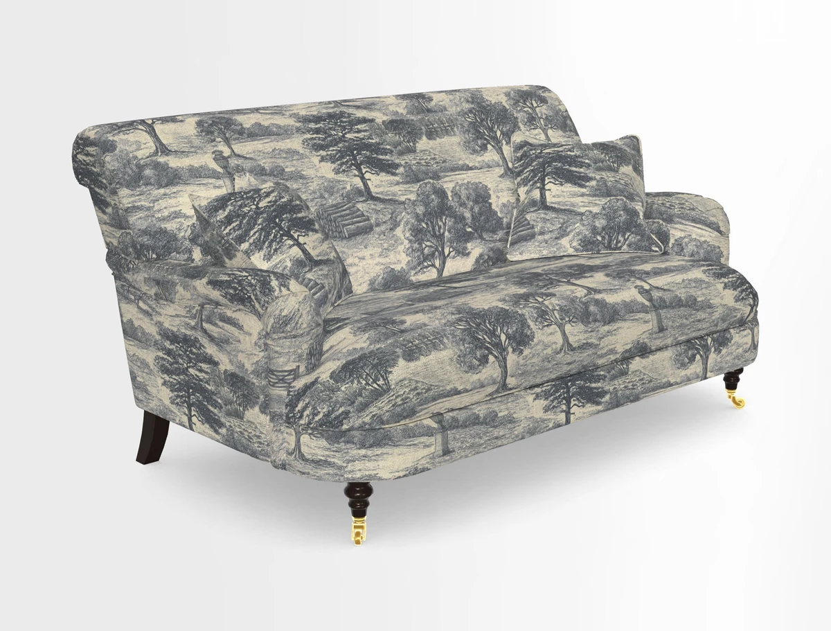 Holmfirth 3 Seater Seater Sofa in RHS Collection on Velvet Pieter van Kouwenhoorn Tulips with scatters in Almost Plain Velvet Maple and Brick