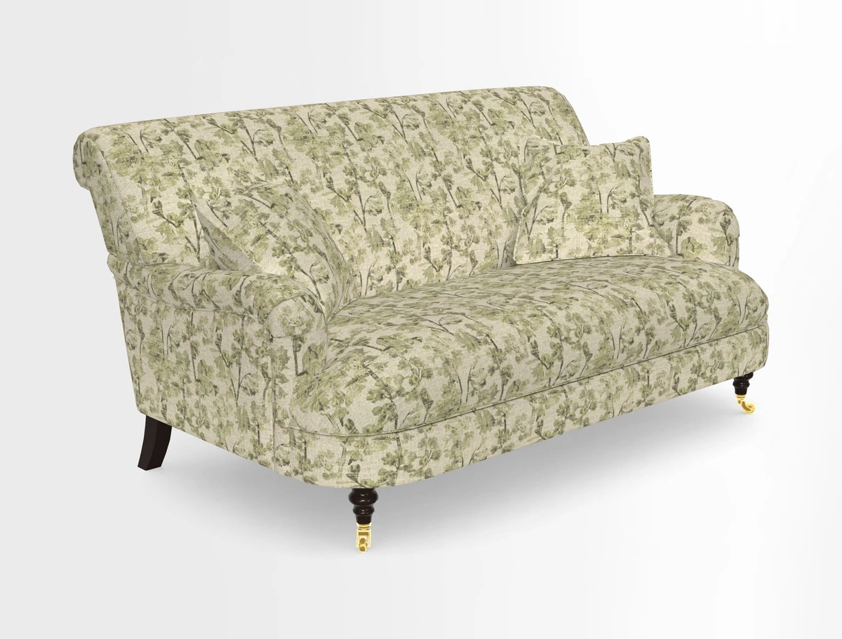 Holmfirth 3 Seater Seater Sofa in RHS Collection on Velvet Pieter van Kouwenhoorn Tulips with scatters in Almost Plain Velvet Maple and Brick