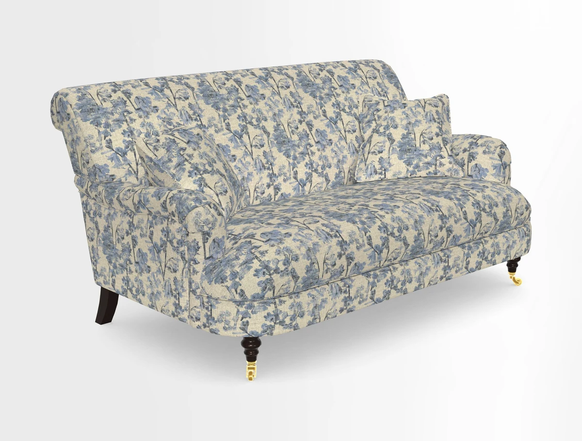 Holmfirth 3 Seater Seater Sofa in RHS Collection on Velvet Pieter van Kouwenhoorn Tulips with scatters in Almost Plain Velvet Maple and Brick