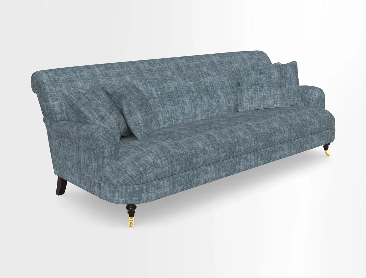 Holmfirth 3 Seater Seater Sofa in RHS Collection on Velvet Pieter van Kouwenhoorn Tulips with scatters in Almost Plain Velvet Maple and Brick