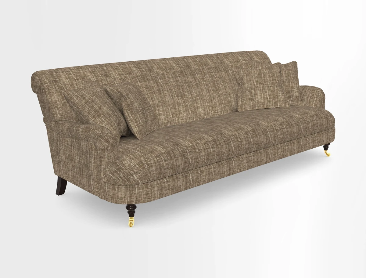 Holmfirth 3 Seater Seater Sofa in RHS Collection on Velvet Pieter van Kouwenhoorn Tulips with scatters in Almost Plain Velvet Maple and Brick