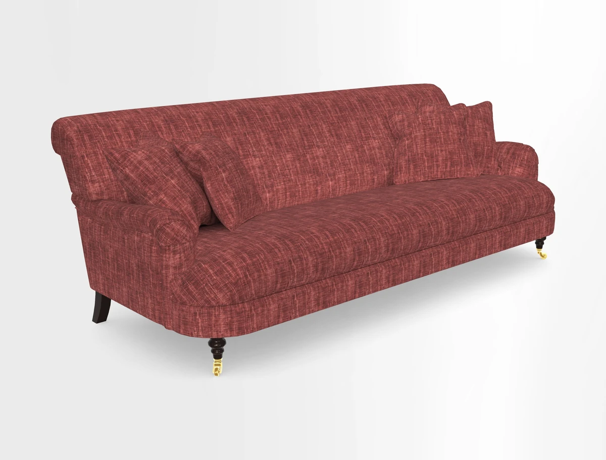 Holmfirth 3 Seater Seater Sofa in RHS Collection on Velvet Pieter van Kouwenhoorn Tulips with scatters in Almost Plain Velvet Maple and Brick