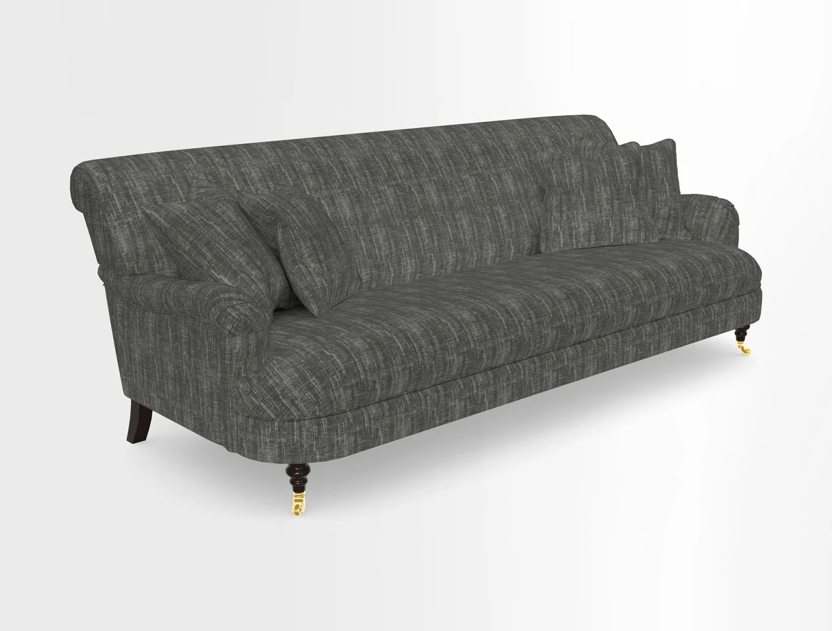 Holmfirth 3 Seater Seater Sofa in RHS Collection on Velvet Pieter van Kouwenhoorn Tulips with scatters in Almost Plain Velvet Maple and Brick