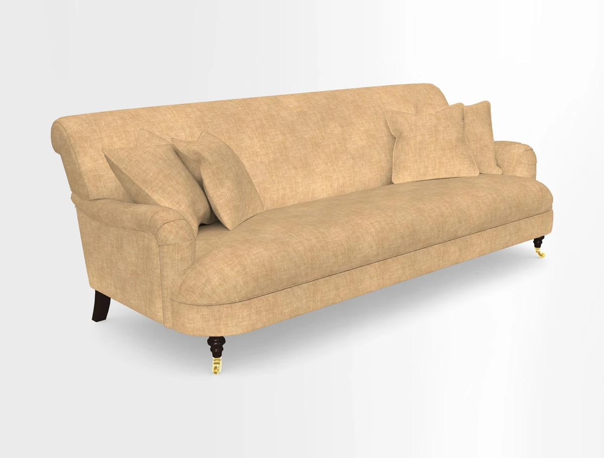 Holmfirth 3 Seater Seater Sofa in RHS Collection on Velvet Pieter van Kouwenhoorn Tulips with scatters in Almost Plain Velvet Maple and Brick