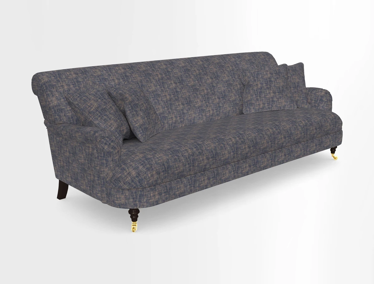 Holmfirth 3 Seater Seater Sofa in RHS Collection on Velvet Pieter van Kouwenhoorn Tulips with scatters in Almost Plain Velvet Maple and Brick