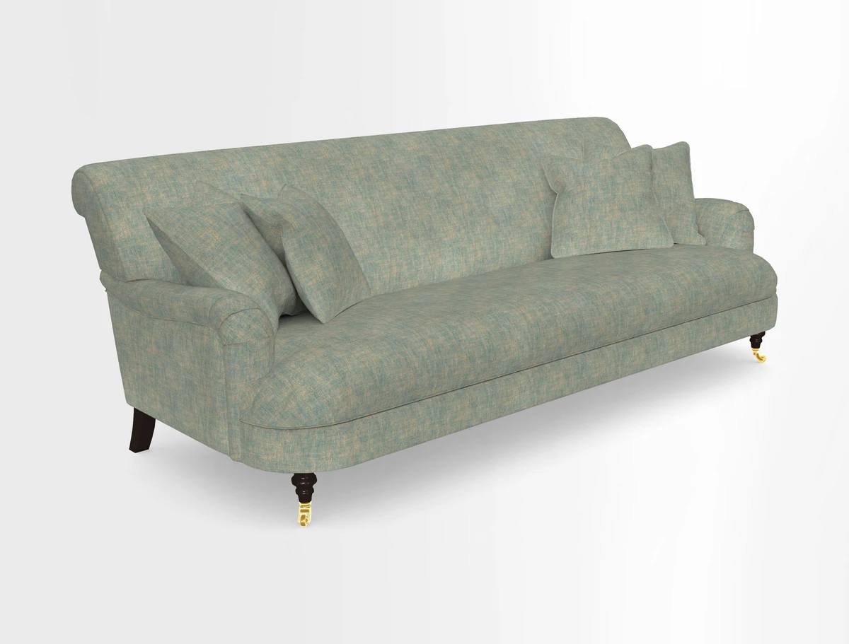 Holmfirth 3 Seater Seater Sofa in RHS Collection on Velvet Pieter van Kouwenhoorn Tulips with scatters in Almost Plain Velvet Maple and Brick
