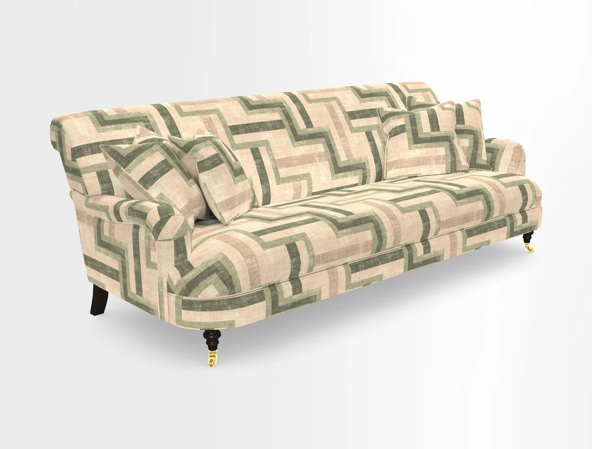 Holmfirth 3 Seater Seater Sofa in RHS Collection on Velvet Pieter van Kouwenhoorn Tulips with scatters in Almost Plain Velvet Maple and Brick