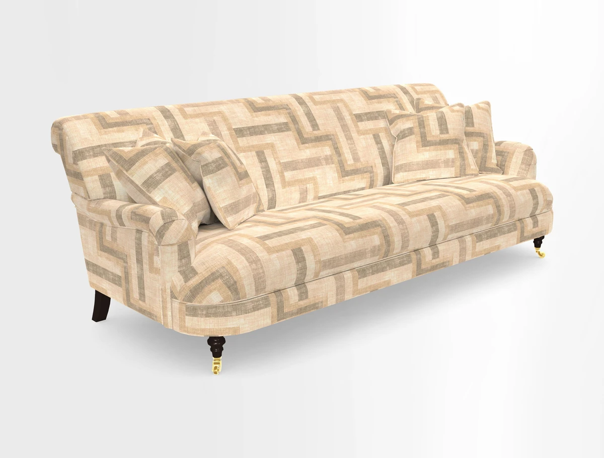 Holmfirth 3 Seater Seater Sofa in RHS Collection on Velvet Pieter van Kouwenhoorn Tulips with scatters in Almost Plain Velvet Maple and Brick