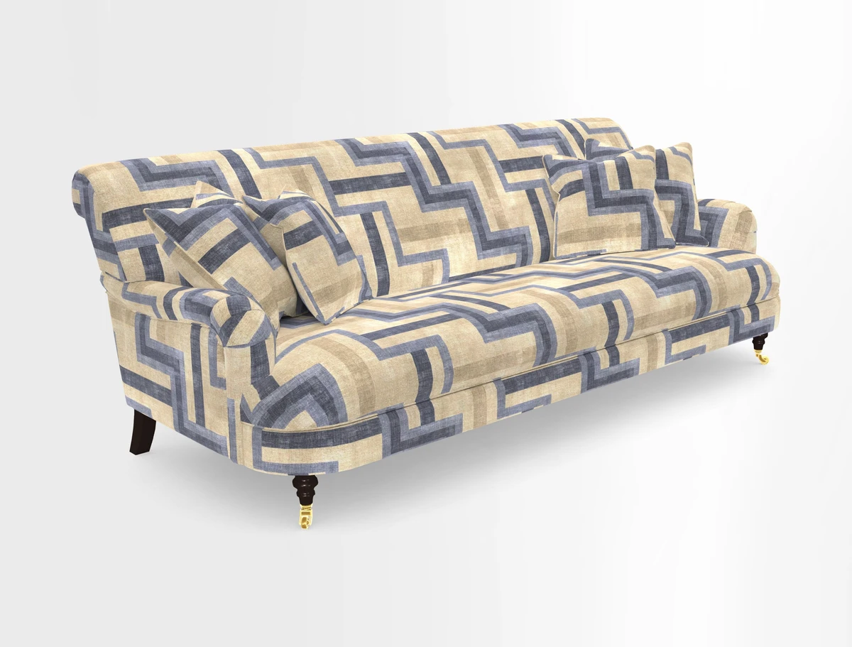 Holmfirth 3 Seater Seater Sofa in RHS Collection on Velvet Pieter van Kouwenhoorn Tulips with scatters in Almost Plain Velvet Maple and Brick