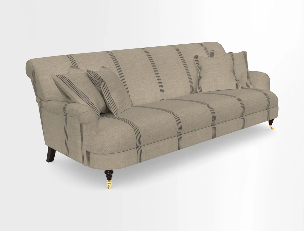 Holmfirth 3 Seater Seater Sofa in RHS Collection on Velvet Pieter van Kouwenhoorn Tulips with scatters in Almost Plain Velvet Maple and Brick