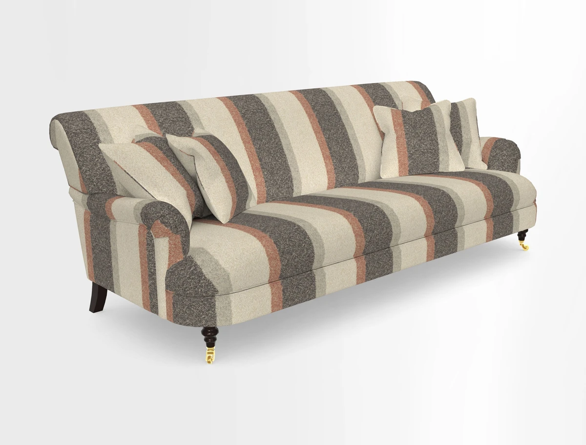 Holmfirth 3 Seater Seater Sofa in RHS Collection on Velvet Pieter van Kouwenhoorn Tulips with scatters in Almost Plain Velvet Maple and Brick