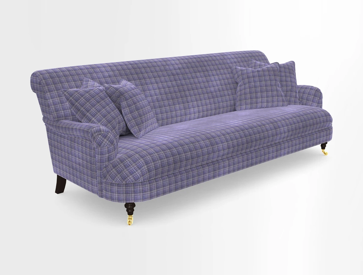 Holmfirth 3 Seater Seater Sofa in RHS Collection on Velvet Pieter van Kouwenhoorn Tulips with scatters in Almost Plain Velvet Maple and Brick