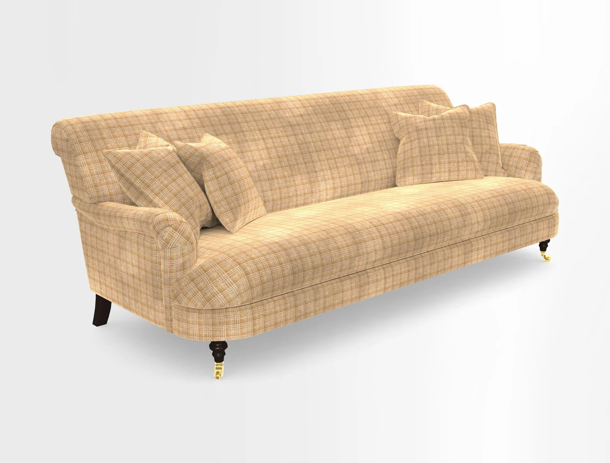 Holmfirth 3 Seater Seater Sofa in RHS Collection on Velvet Pieter van Kouwenhoorn Tulips with scatters in Almost Plain Velvet Maple and Brick