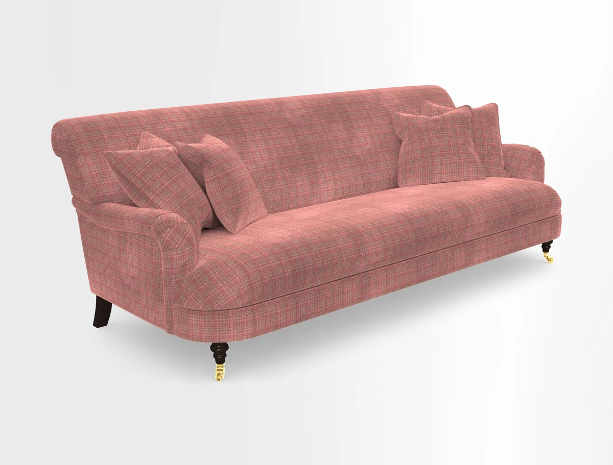 Holmfirth 3 Seater Seater Sofa in RHS Collection on Velvet Pieter van Kouwenhoorn Tulips with scatters in Almost Plain Velvet Maple and Brick