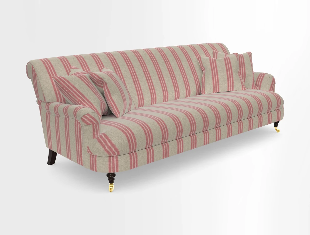 Holmfirth 3 Seater Seater Sofa in RHS Collection on Velvet Pieter van Kouwenhoorn Tulips with scatters in Almost Plain Velvet Maple and Brick