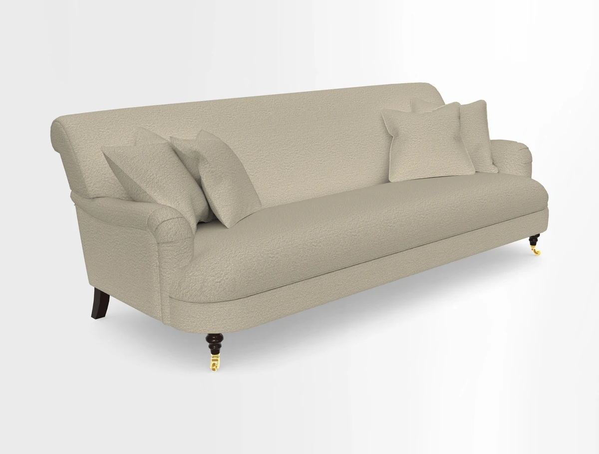 Holmfirth 3 Seater Seater Sofa in RHS Collection on Velvet Pieter van Kouwenhoorn Tulips with scatters in Almost Plain Velvet Maple and Brick
