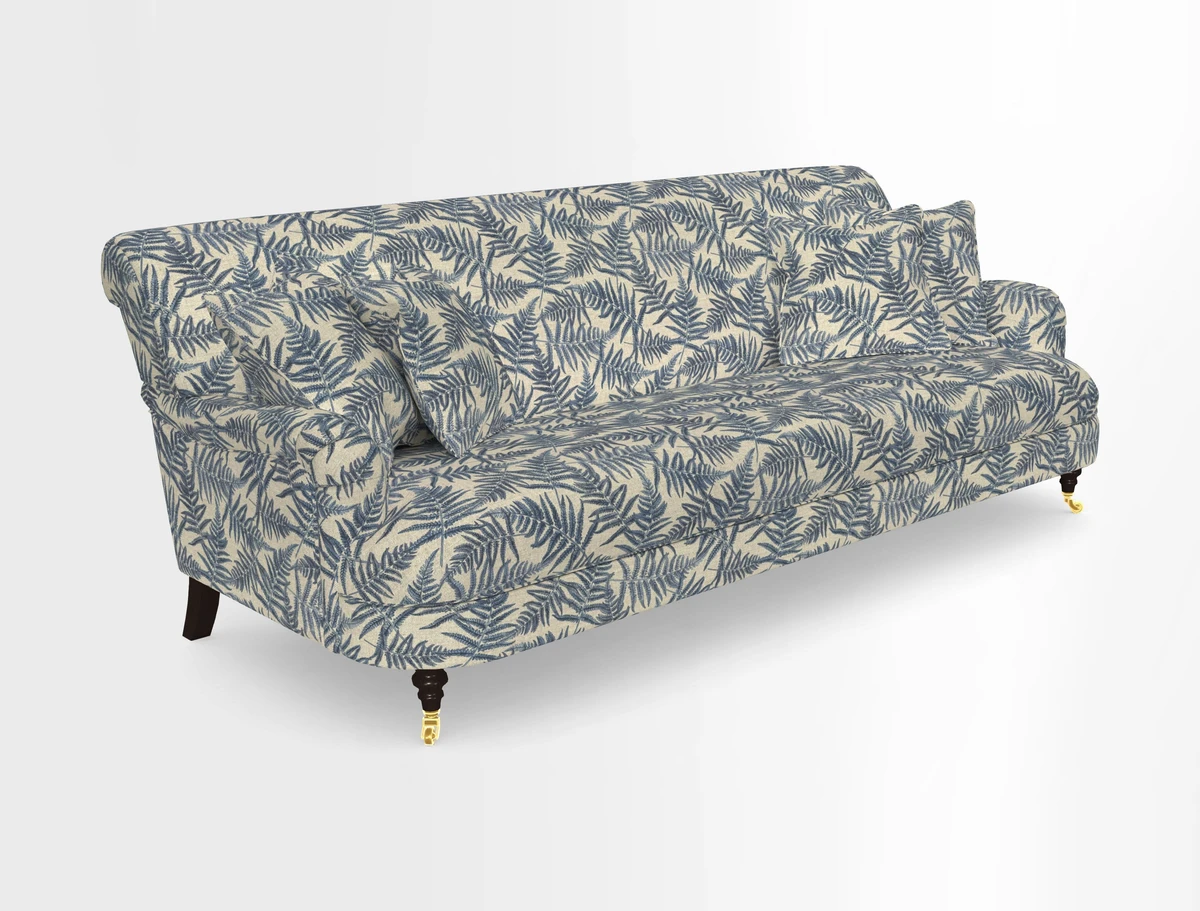 Holmfirth 3 Seater Seater Sofa in RHS Collection on Velvet Pieter van Kouwenhoorn Tulips with scatters in Almost Plain Velvet Maple and Brick