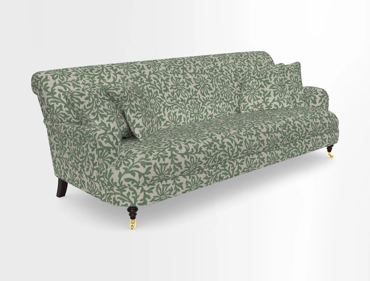 Holmfirth 3 Seater Seater Sofa in RHS Collection on Velvet Pieter van Kouwenhoorn Tulips with scatters in Almost Plain Velvet Maple and Brick