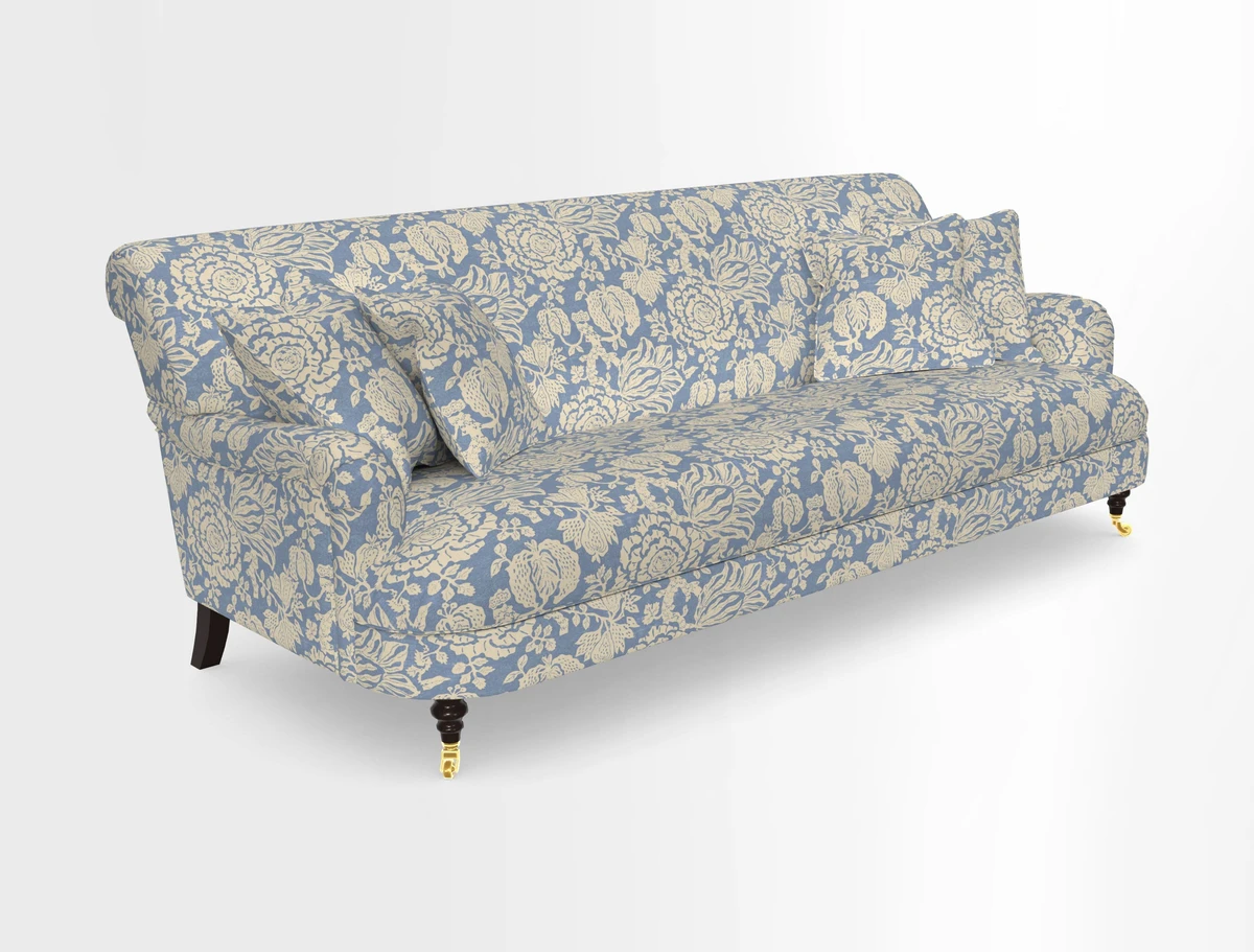 Holmfirth 3 Seater Seater Sofa in RHS Collection on Velvet Pieter van Kouwenhoorn Tulips with scatters in Almost Plain Velvet Maple and Brick