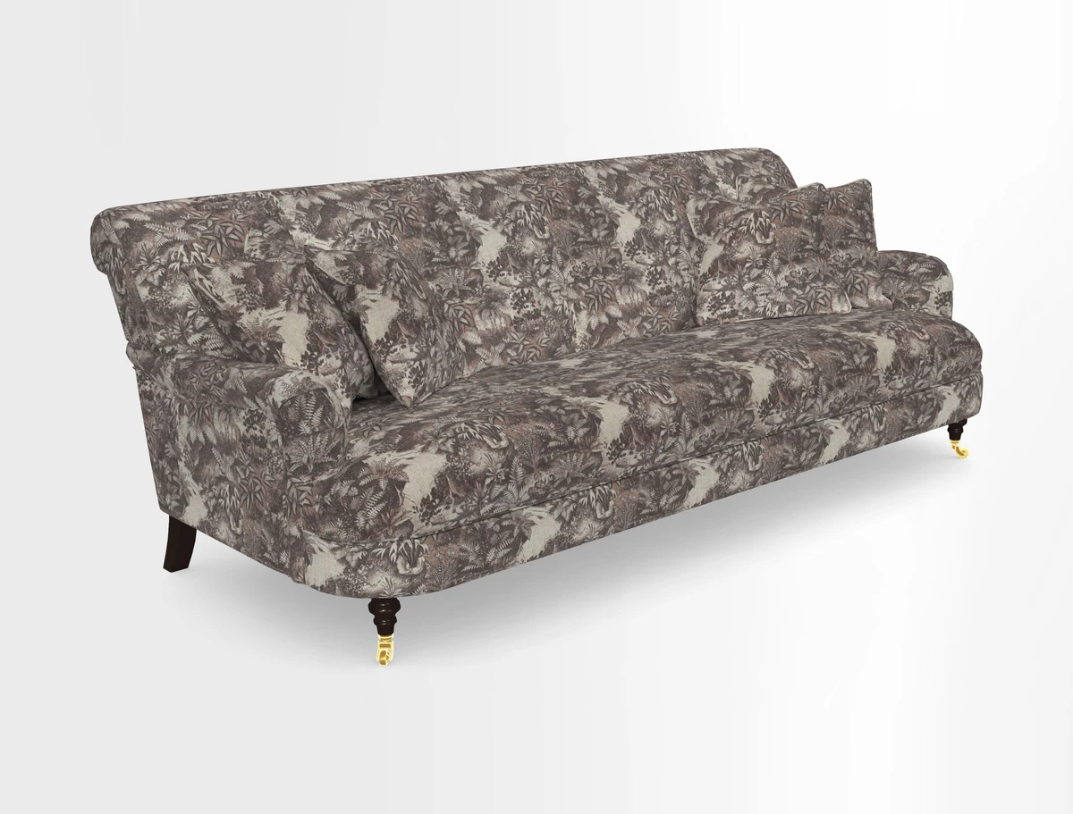 Holmfirth 3 Seater Seater Sofa in RHS Collection on Velvet Pieter van Kouwenhoorn Tulips with scatters in Almost Plain Velvet Maple and Brick