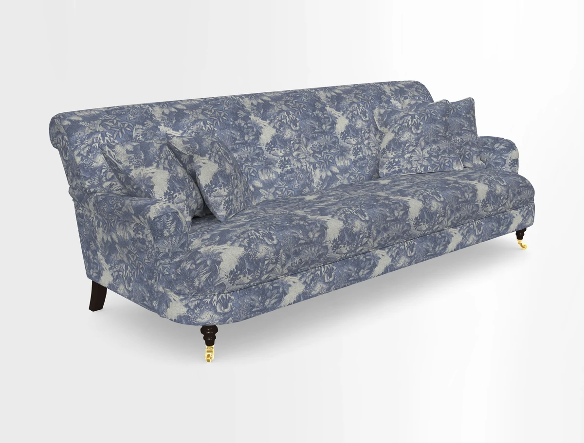 Holmfirth 3 Seater Seater Sofa in RHS Collection on Velvet Pieter van Kouwenhoorn Tulips with scatters in Almost Plain Velvet Maple and Brick
