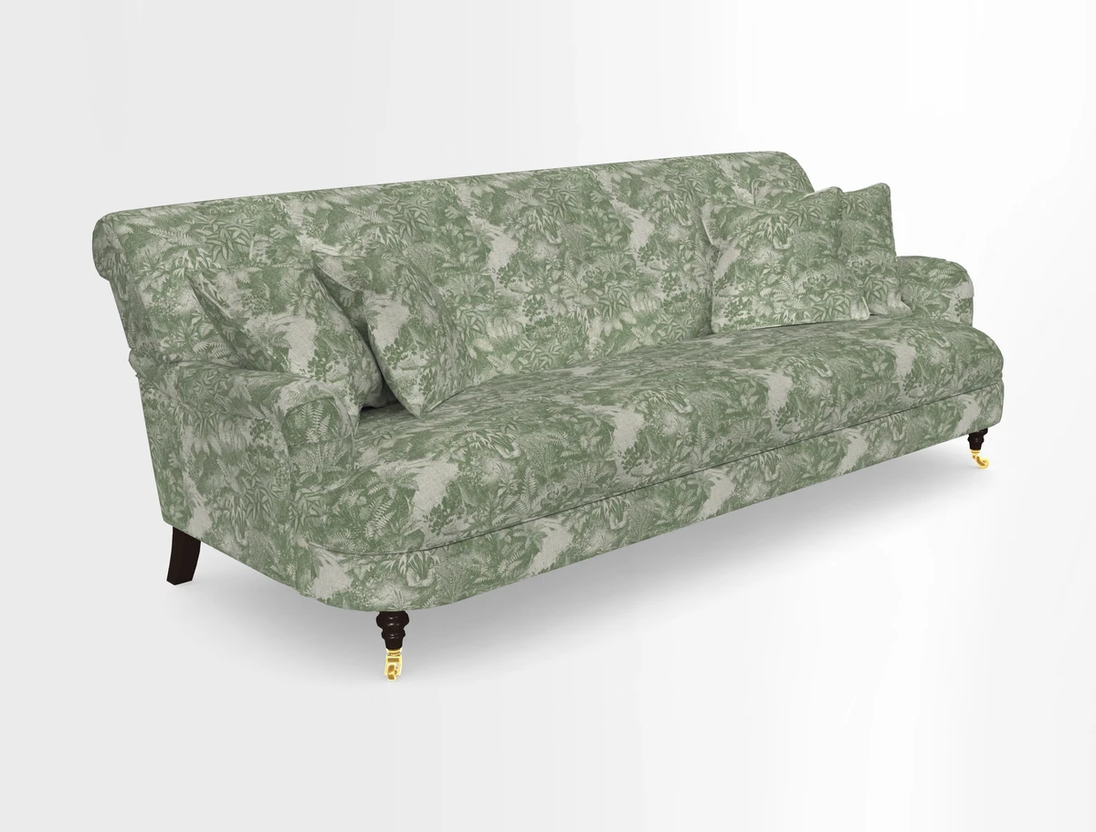 Holmfirth 3 Seater Seater Sofa in RHS Collection on Velvet Pieter van Kouwenhoorn Tulips with scatters in Almost Plain Velvet Maple and Brick