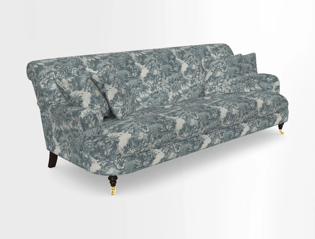 Holmfirth 3 Seater Seater Sofa in RHS Collection on Velvet Pieter van Kouwenhoorn Tulips with scatters in Almost Plain Velvet Maple and Brick