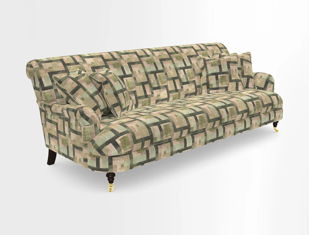 Holmfirth 3 Seater Seater Sofa in RHS Collection on Velvet Pieter van Kouwenhoorn Tulips with scatters in Almost Plain Velvet Maple and Brick