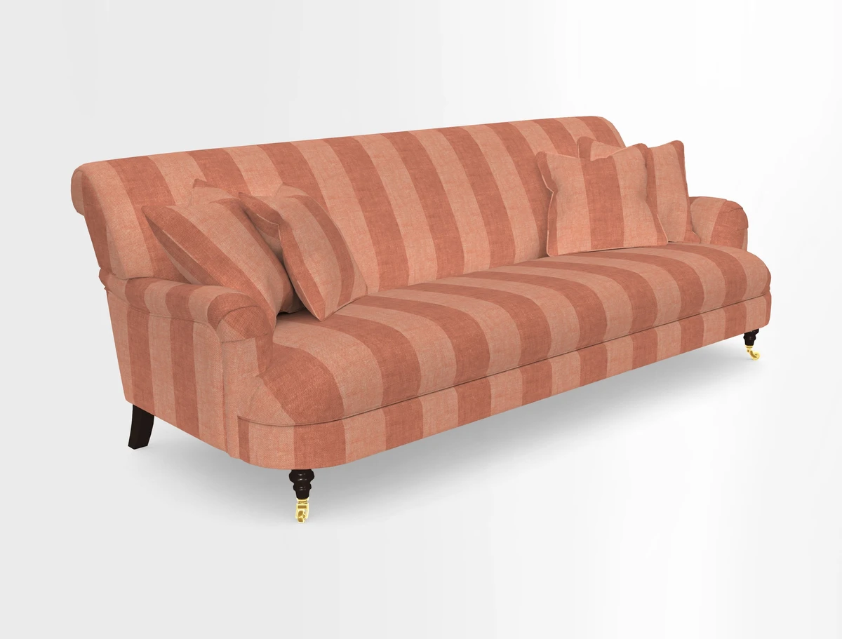 Holmfirth 3 Seater Seater Sofa in RHS Collection on Velvet Pieter van Kouwenhoorn Tulips with scatters in Almost Plain Velvet Maple and Brick