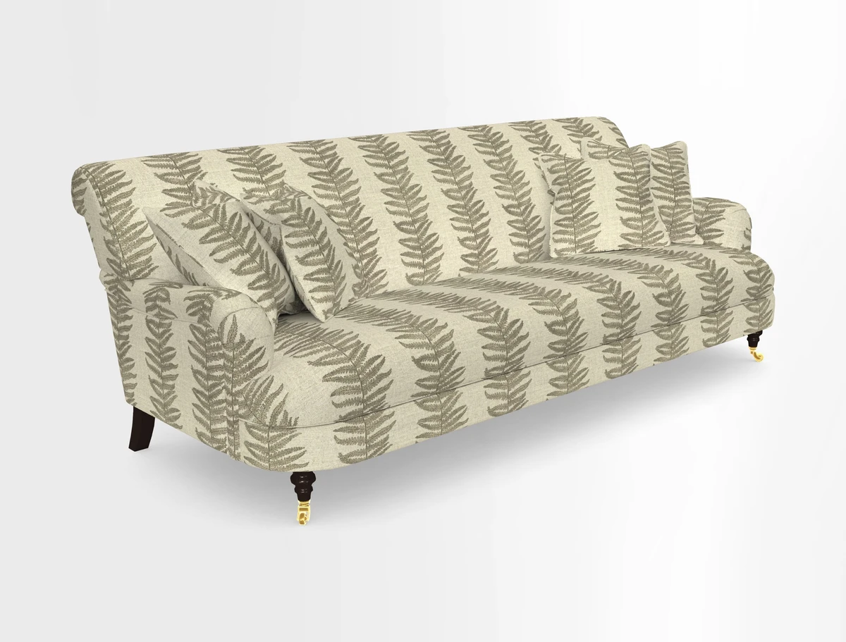 Holmfirth 3 Seater Seater Sofa in RHS Collection on Velvet Pieter van Kouwenhoorn Tulips with scatters in Almost Plain Velvet Maple and Brick
