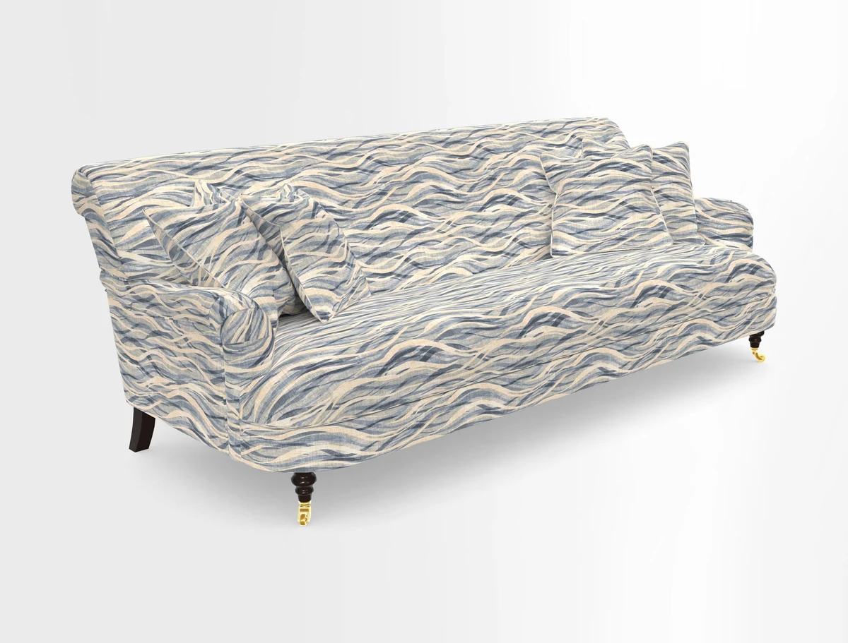 Holmfirth 3 Seater Seater Sofa in RHS Collection on Velvet Pieter van Kouwenhoorn Tulips with scatters in Almost Plain Velvet Maple and Brick