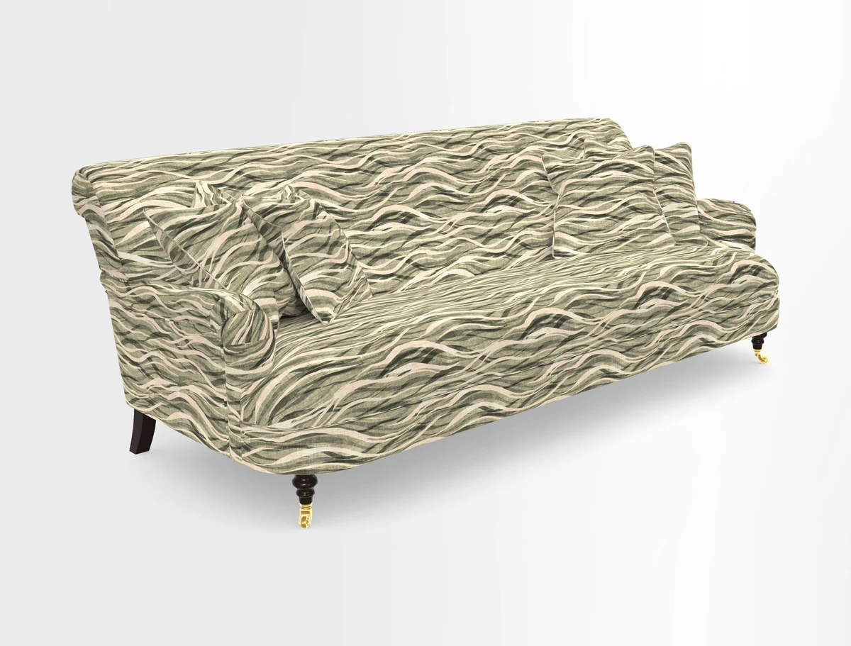 Holmfirth 3 Seater Seater Sofa in RHS Collection on Velvet Pieter van Kouwenhoorn Tulips with scatters in Almost Plain Velvet Maple and Brick