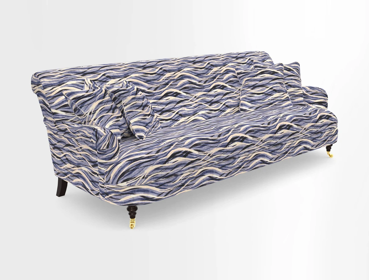 Holmfirth 3 Seater Seater Sofa in RHS Collection on Velvet Pieter van Kouwenhoorn Tulips with scatters in Almost Plain Velvet Maple and Brick