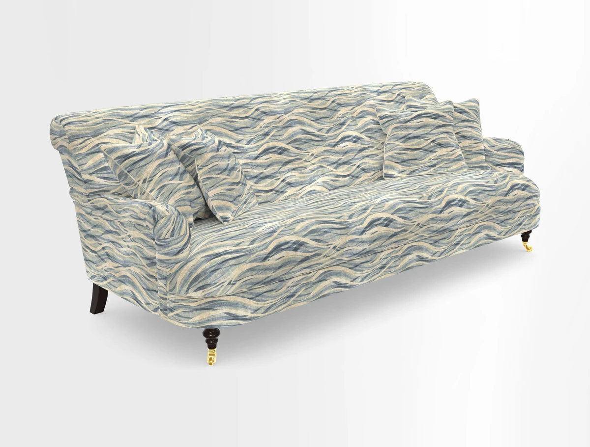 Holmfirth 3 Seater Seater Sofa in RHS Collection on Velvet Pieter van Kouwenhoorn Tulips with scatters in Almost Plain Velvet Maple and Brick