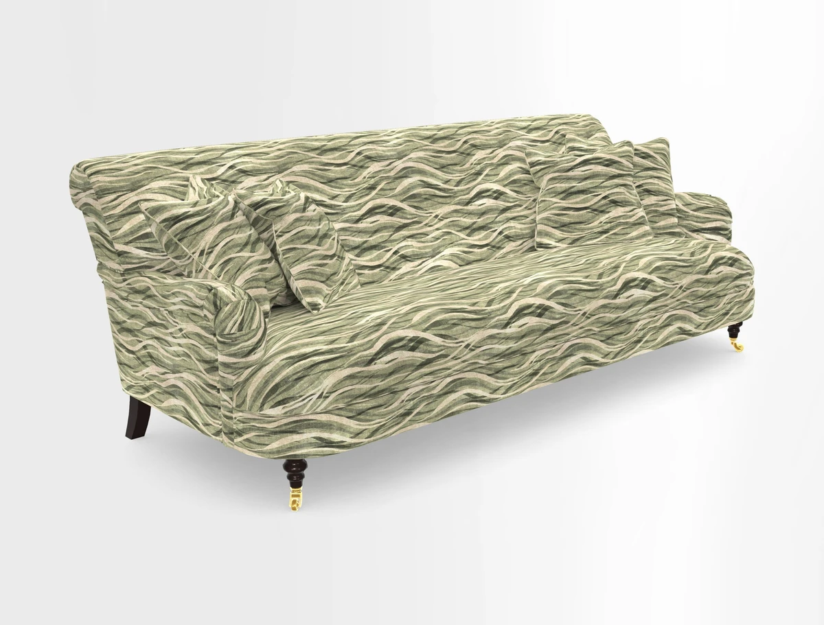 Holmfirth 3 Seater Seater Sofa in RHS Collection on Velvet Pieter van Kouwenhoorn Tulips with scatters in Almost Plain Velvet Maple and Brick