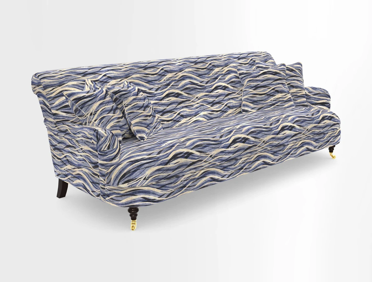 Holmfirth 3 Seater Seater Sofa in RHS Collection on Velvet Pieter van Kouwenhoorn Tulips with scatters in Almost Plain Velvet Maple and Brick