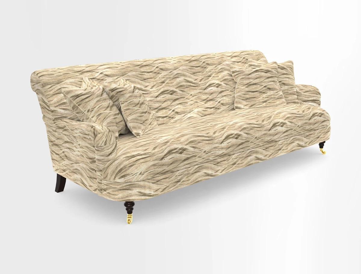 Holmfirth 3 Seater Seater Sofa in RHS Collection on Velvet Pieter van Kouwenhoorn Tulips with scatters in Almost Plain Velvet Maple and Brick