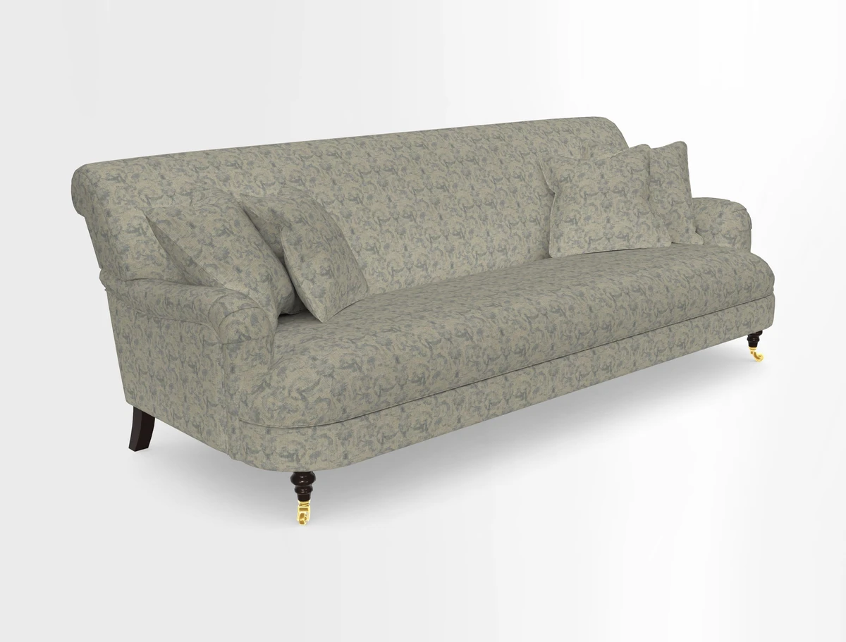 Holmfirth 3 Seater Seater Sofa in RHS Collection on Velvet Pieter van Kouwenhoorn Tulips with scatters in Almost Plain Velvet Maple and Brick