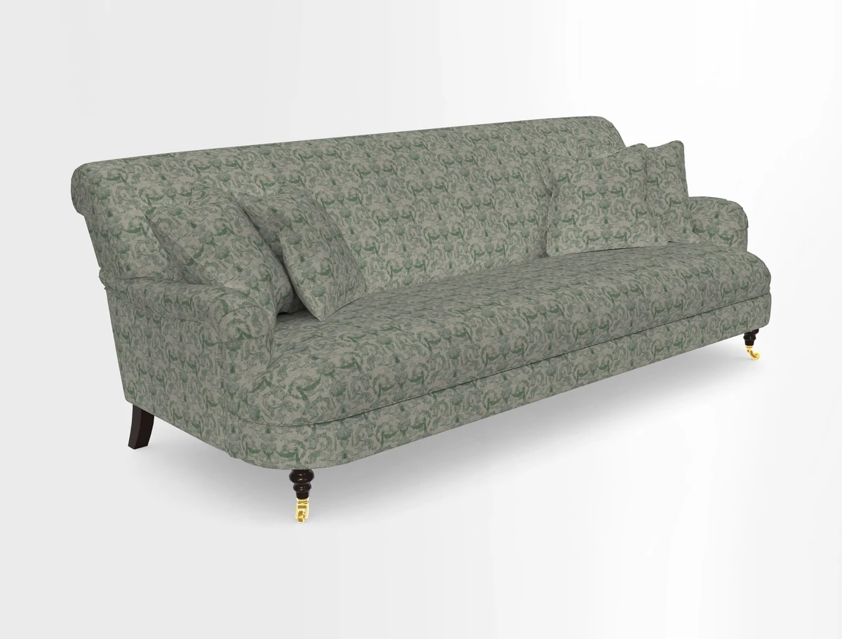 Holmfirth 3 Seater Seater Sofa in RHS Collection on Velvet Pieter van Kouwenhoorn Tulips with scatters in Almost Plain Velvet Maple and Brick