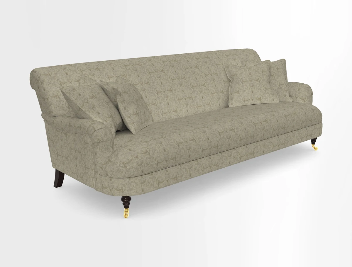 Holmfirth 3 Seater Seater Sofa in RHS Collection on Velvet Pieter van Kouwenhoorn Tulips with scatters in Almost Plain Velvet Maple and Brick