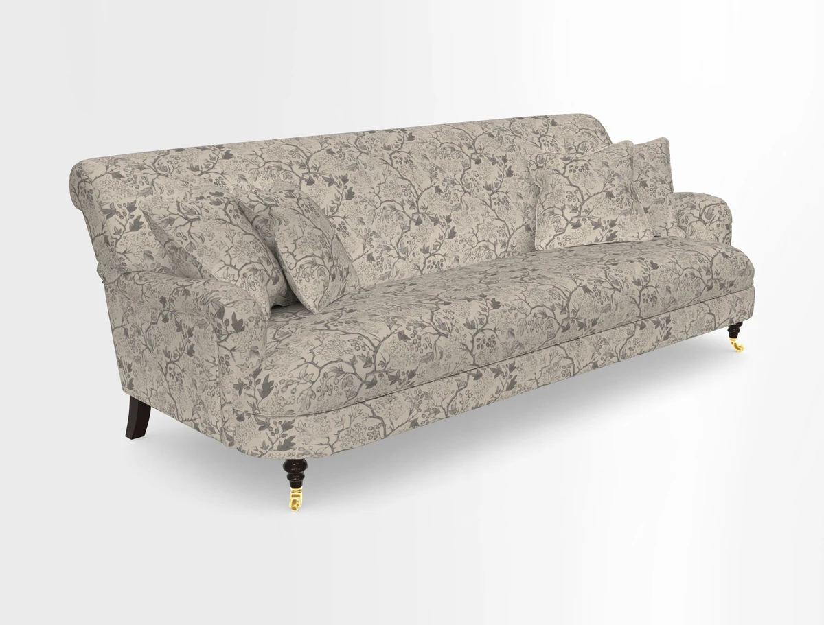 Holmfirth 3 Seater Seater Sofa in RHS Collection on Velvet Pieter van Kouwenhoorn Tulips with scatters in Almost Plain Velvet Maple and Brick
