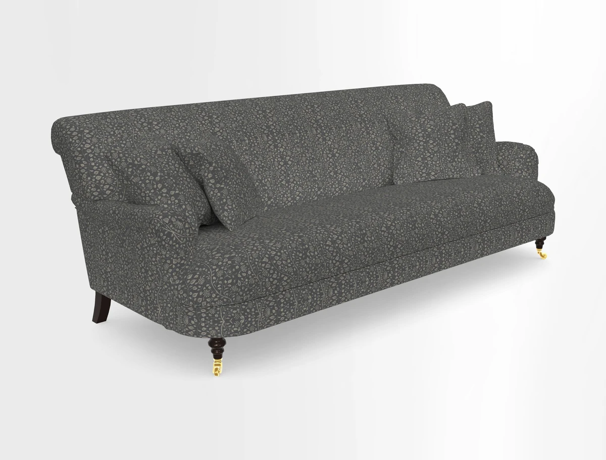 Holmfirth 3 Seater Seater Sofa in RHS Collection on Velvet Pieter van Kouwenhoorn Tulips with scatters in Almost Plain Velvet Maple and Brick