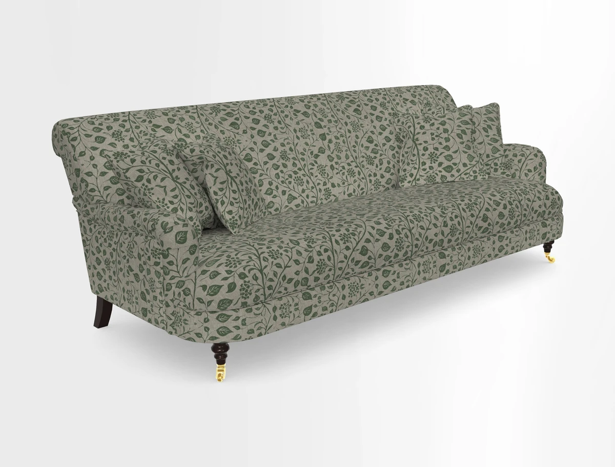 Holmfirth 3 Seater Seater Sofa in RHS Collection on Velvet Pieter van Kouwenhoorn Tulips with scatters in Almost Plain Velvet Maple and Brick