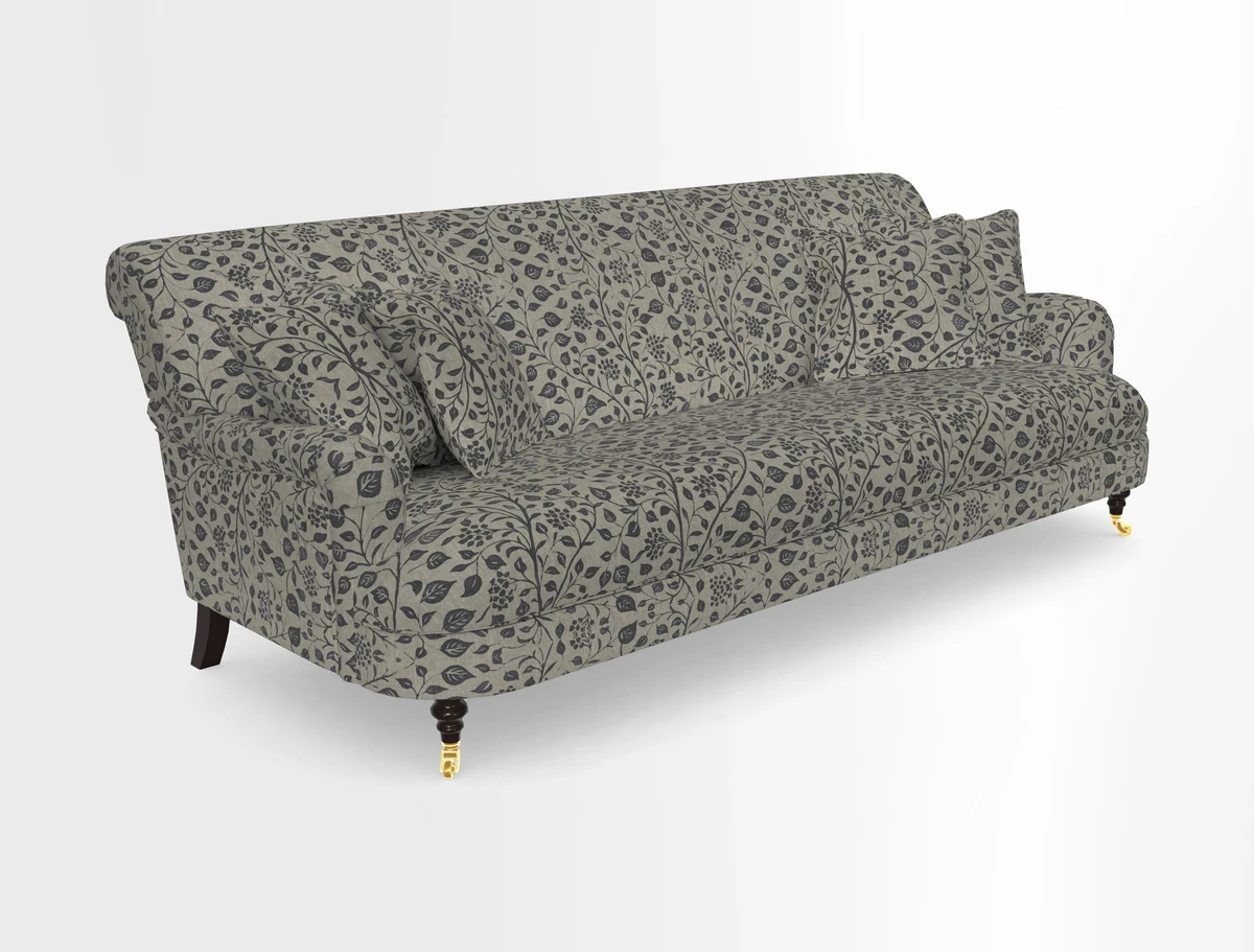 Holmfirth 3 Seater Seater Sofa in RHS Collection on Velvet Pieter van Kouwenhoorn Tulips with scatters in Almost Plain Velvet Maple and Brick