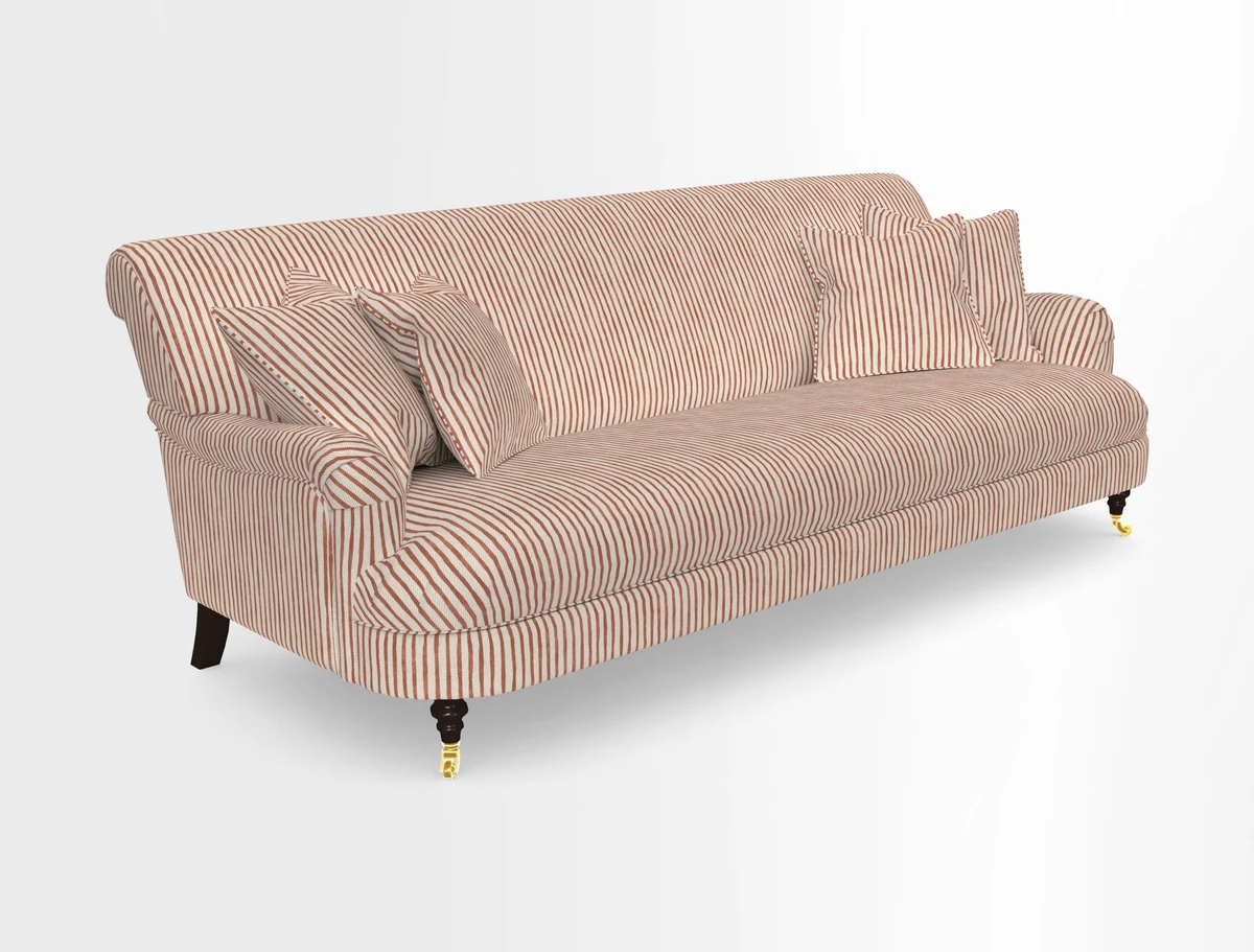 Holmfirth 3 Seater Seater Sofa in RHS Collection on Velvet Pieter van Kouwenhoorn Tulips with scatters in Almost Plain Velvet Maple and Brick