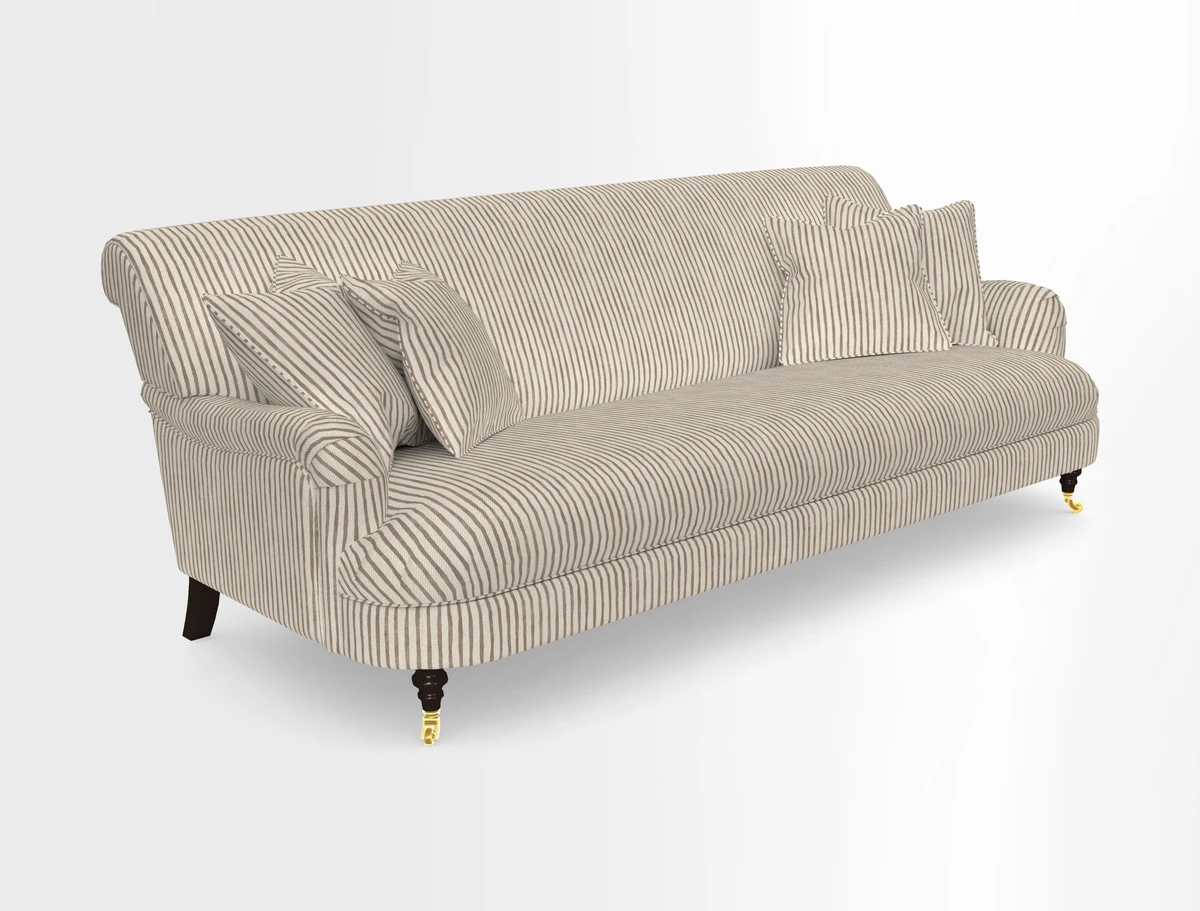 Holmfirth 3 Seater Seater Sofa in RHS Collection on Velvet Pieter van Kouwenhoorn Tulips with scatters in Almost Plain Velvet Maple and Brick