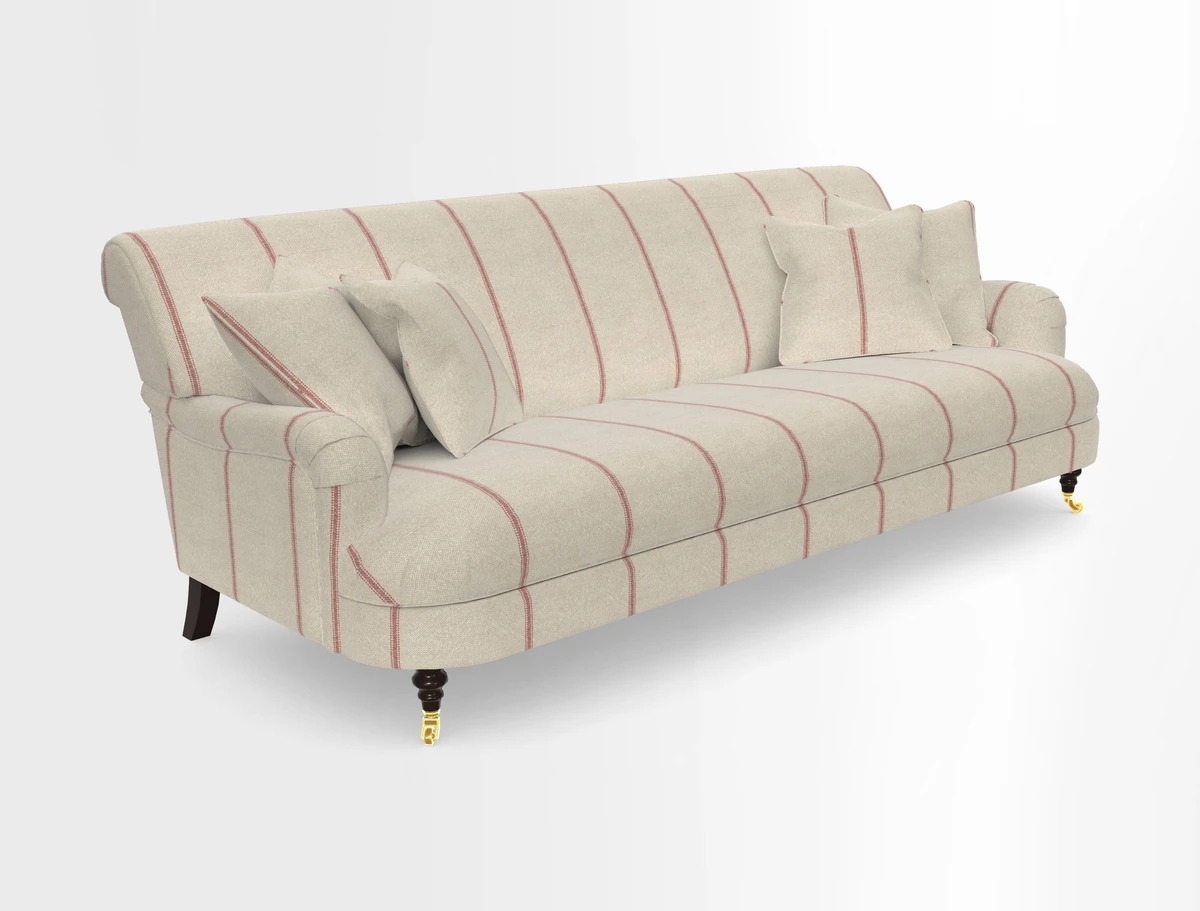 Holmfirth 3 Seater Seater Sofa in RHS Collection on Velvet Pieter van Kouwenhoorn Tulips with scatters in Almost Plain Velvet Maple and Brick