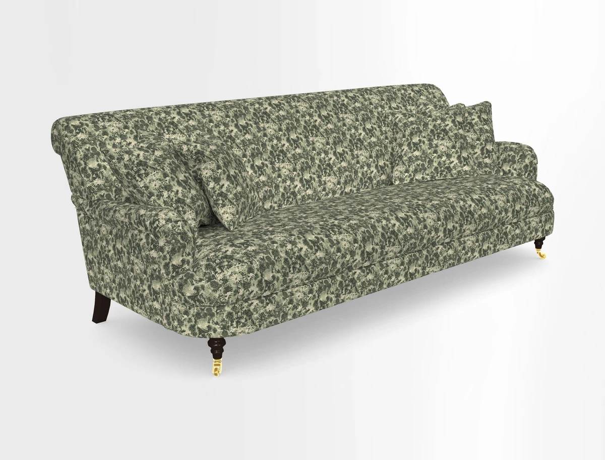Holmfirth 3 Seater Seater Sofa in RHS Collection on Velvet Pieter van Kouwenhoorn Tulips with scatters in Almost Plain Velvet Maple and Brick